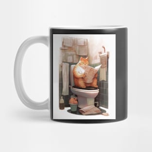 Tabby Cat Sitting on the Toilet Mug